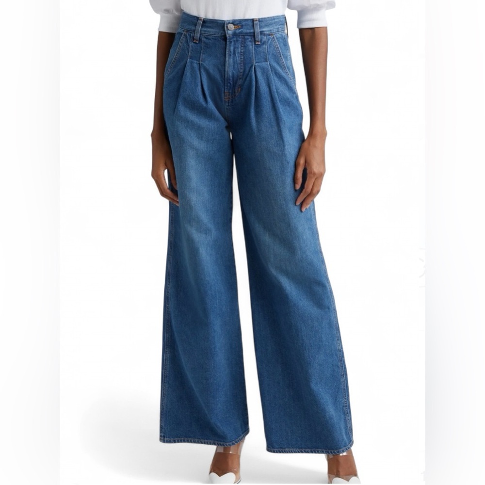Veronica Beard Mia Wide Leg Rouser High Rise Blue Jeans Size 27